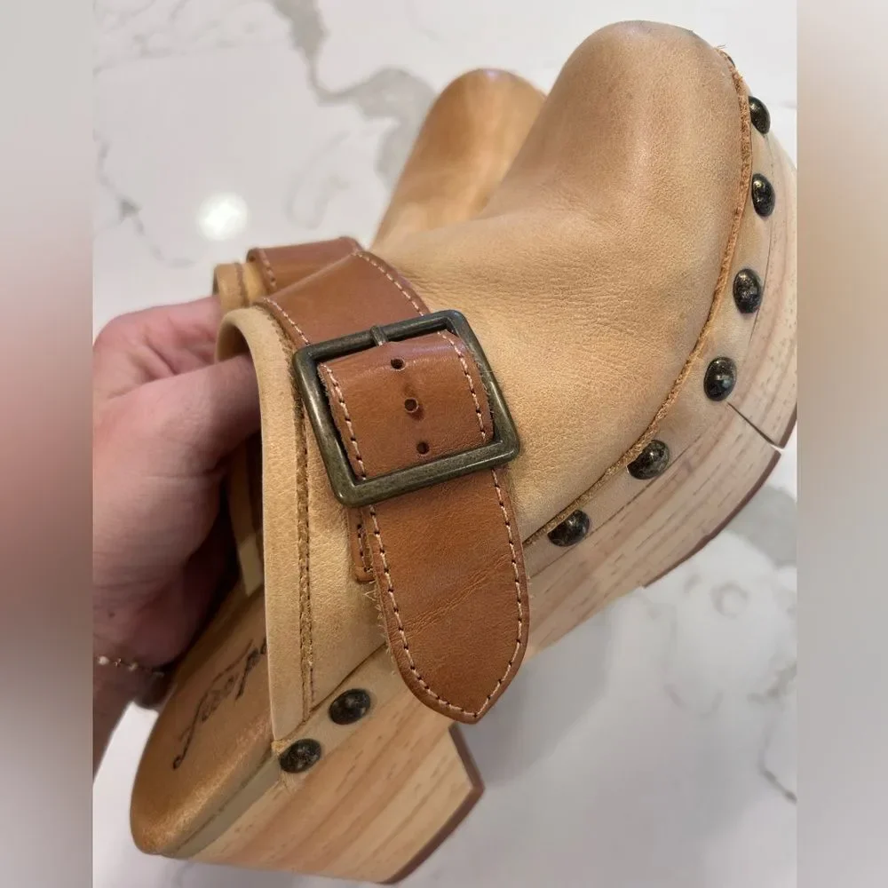 Free People Culver City Wood Leather Platform Clogs